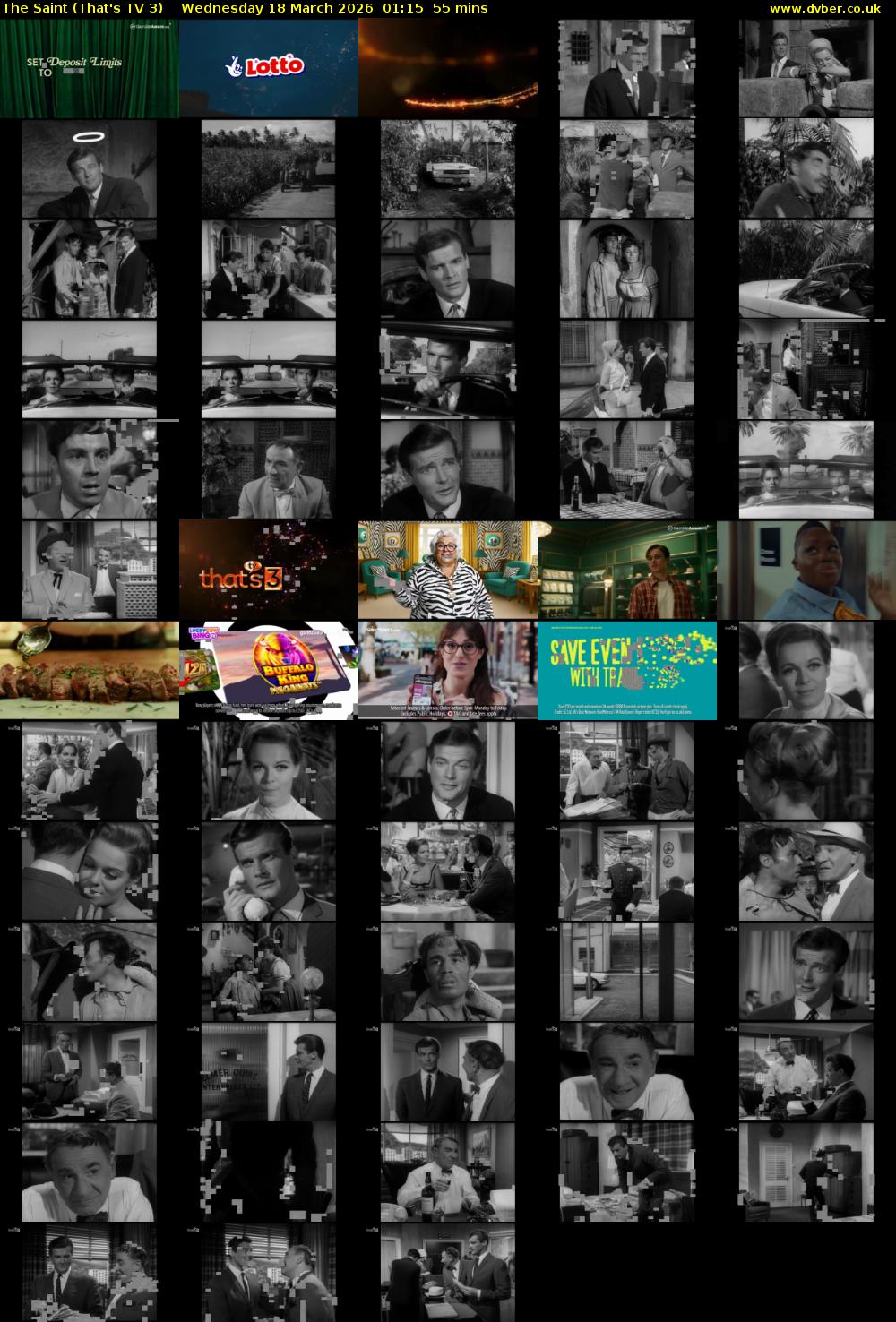 The Saint (That's TV 3) Wednesday 18 March 2026 01:15 - 02:10