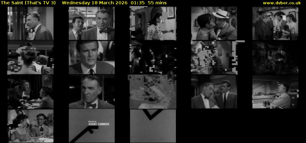 The Saint (That's TV 3) Wednesday 18 March 2026 01:35 - 02:30