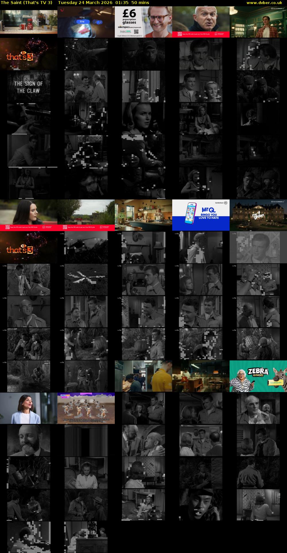 The Saint (That's TV 3) Tuesday 24 March 2026 01:35 - 02:25