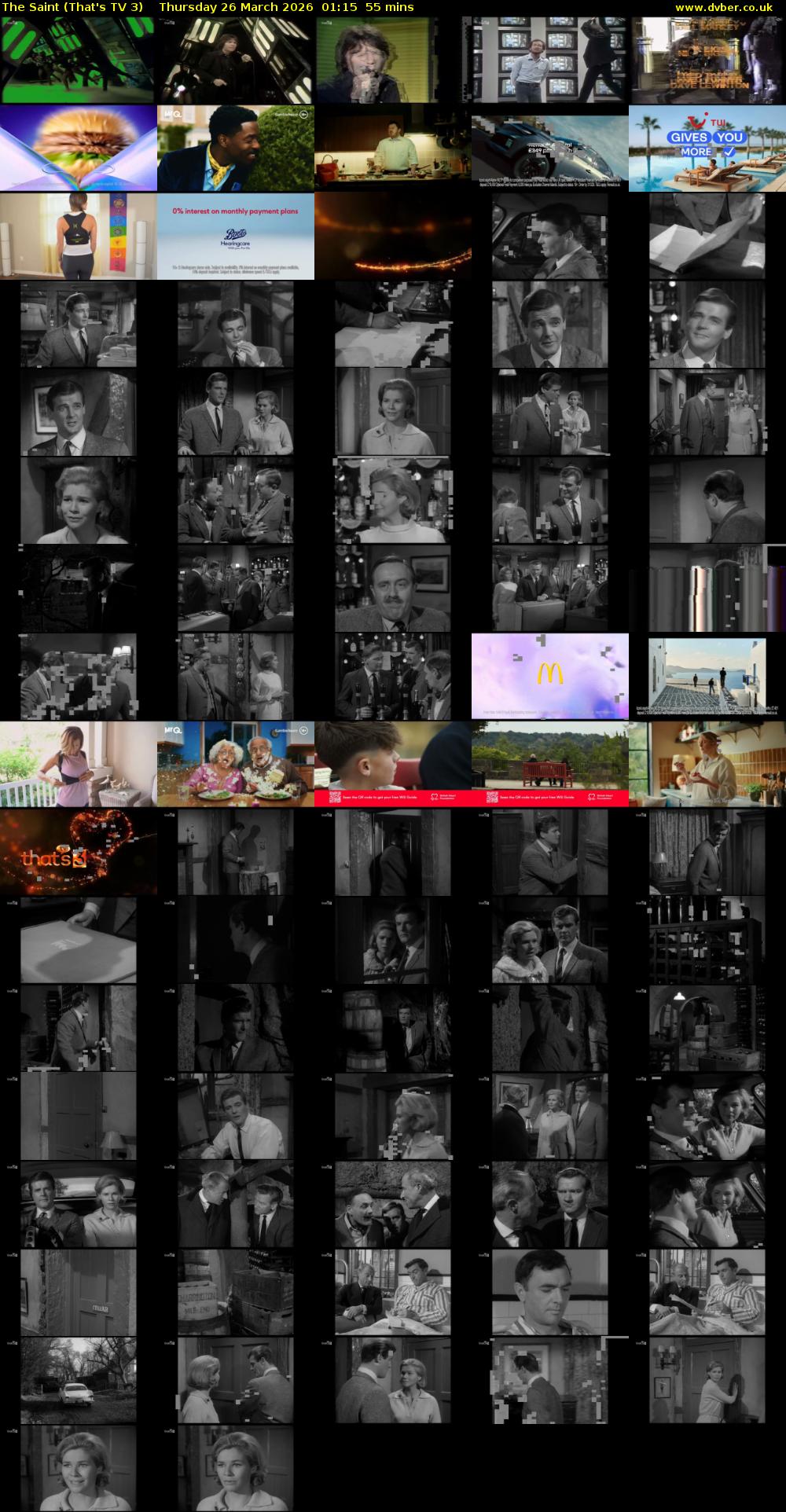 The Saint (That's TV 3) Thursday 26 March 2026 01:15 - 02:10