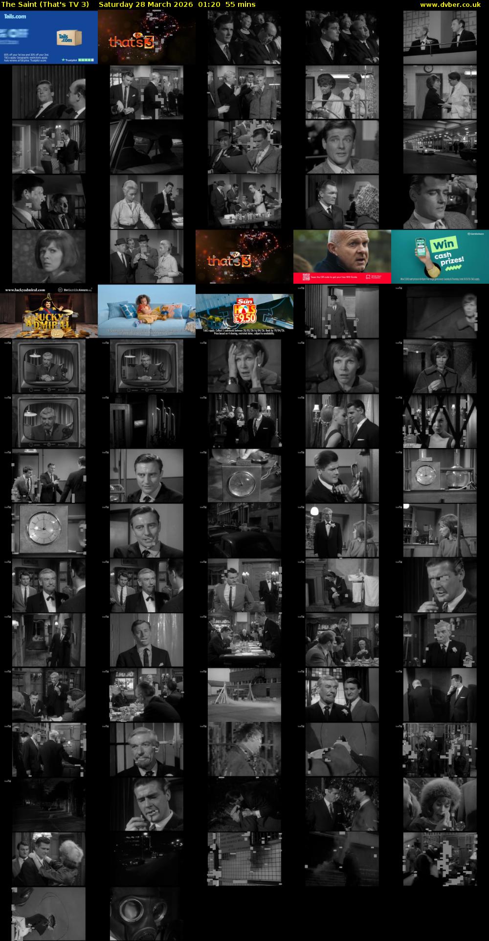 The Saint (That's TV 3) Saturday 28 March 2026 01:20 - 02:15