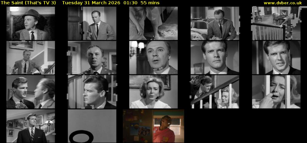 The Saint (That's TV 3) Tuesday 31 March 2026 01:30 - 02:25
