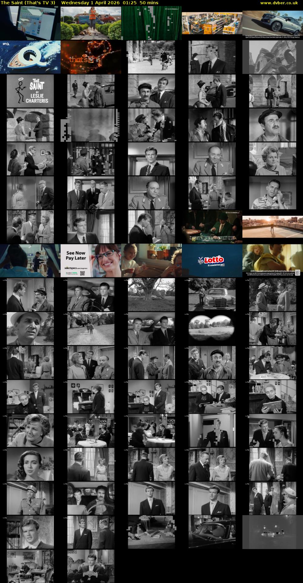 The Saint (That's TV 3) Wednesday 1 April 2026 01:25 - 02:15