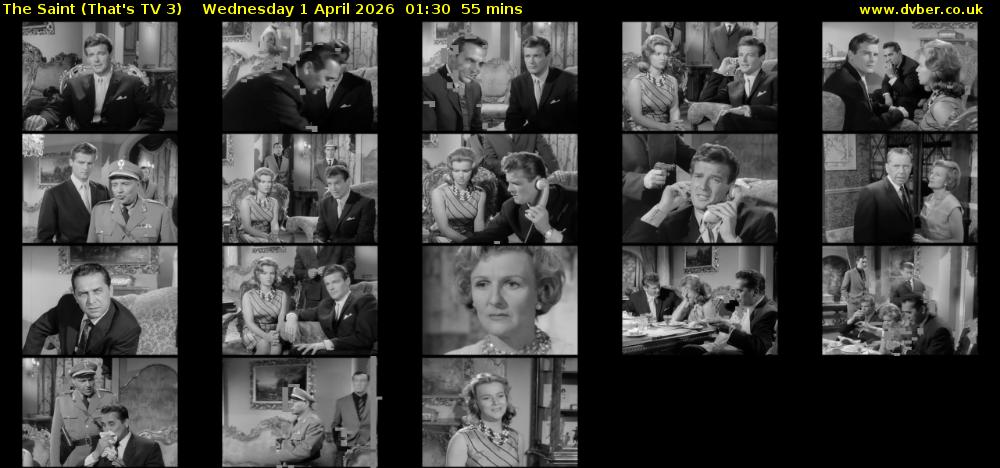 The Saint (That's TV 3) Wednesday 1 April 2026 01:30 - 02:25