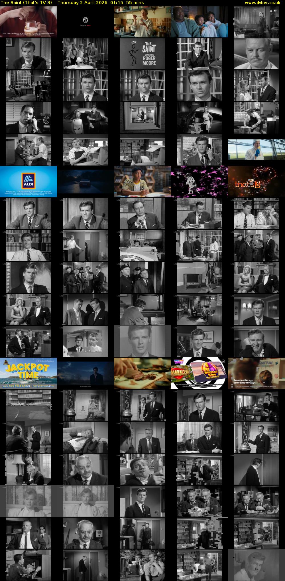 The Saint (That's TV 3) Thursday 2 April 2026 01:15 - 02:10