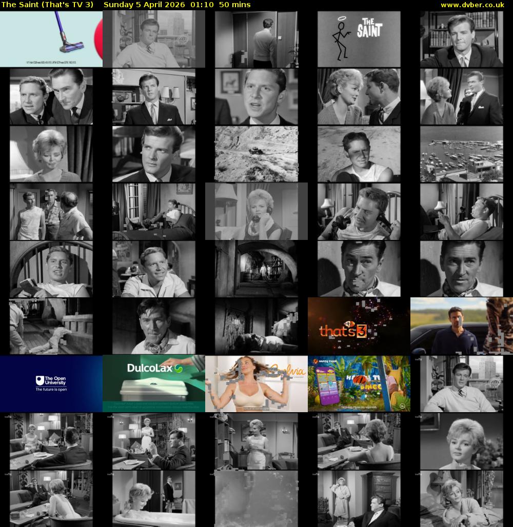 The Saint (That's TV 3) Sunday 5 April 2026 01:10 - 02:00