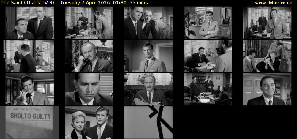 The Saint (That's TV 3) Tuesday 7 April 2026 01:30 - 02:25