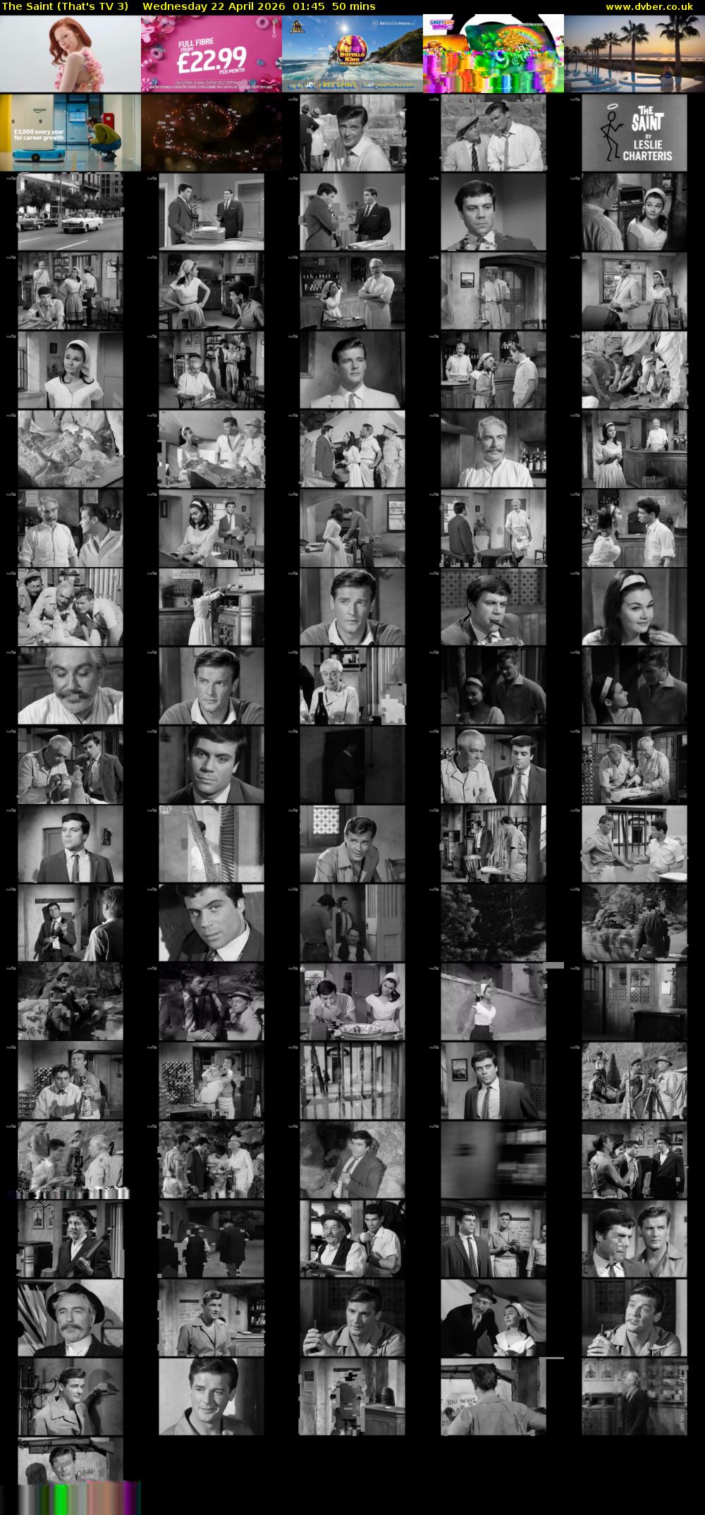 The Saint (That's TV 3) Wednesday 22 April 2026 01:45 - 02:35