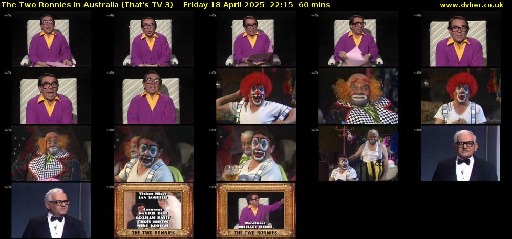 The Two Ronnies in Australia (That's TV 3) Friday 18 April 2025 22:15 - 23:15