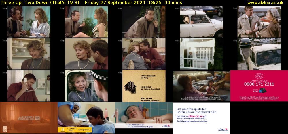 Three Up, Two Down (That's TV 3) Friday 27 September 2024 18:25 - 19:05