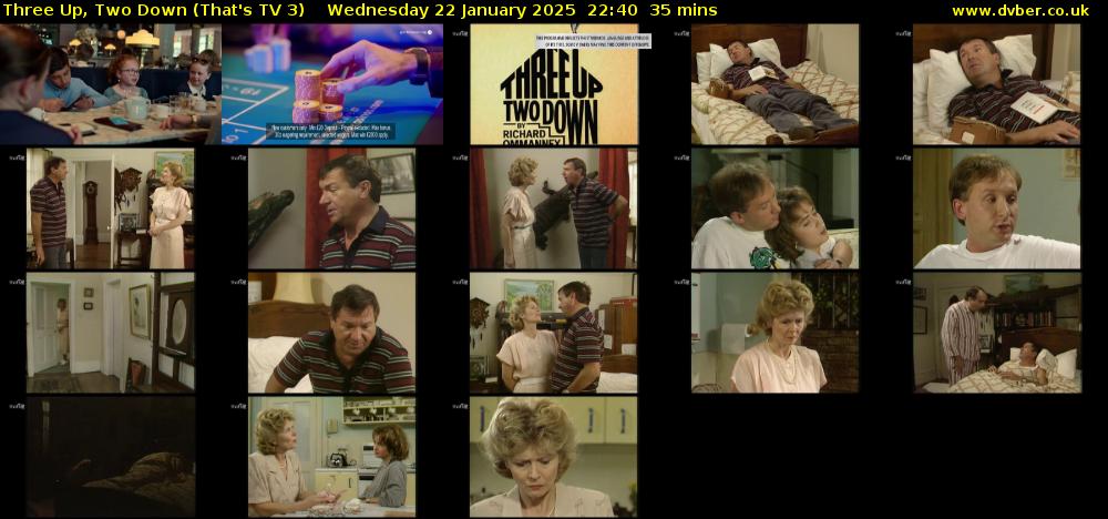 Three Up, Two Down (That's TV 3) Wednesday 22 January 2025 22:40 - 23:15
