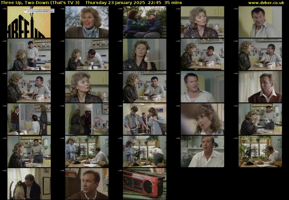 Three Up, Two Down (That's TV 3) Thursday 23 January 2025 22:45 - 23:20