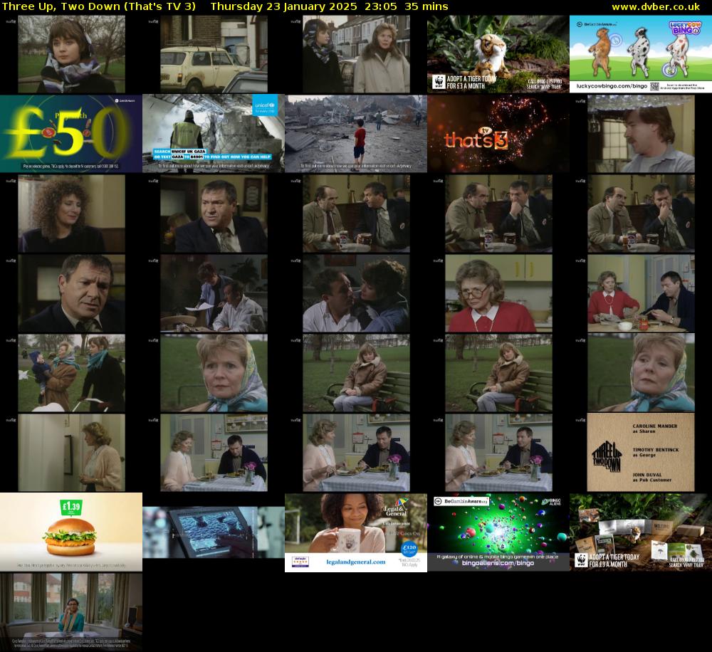 Three Up, Two Down (That's TV 3) Thursday 23 January 2025 23:05 - 23:40