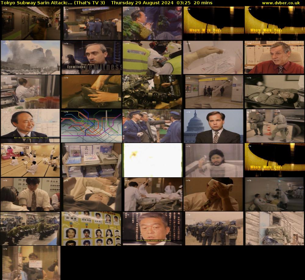 Tokyo Subway Sarin Attack:... (That's TV 3) Thursday 29 August 2024 03:25 - 03:45