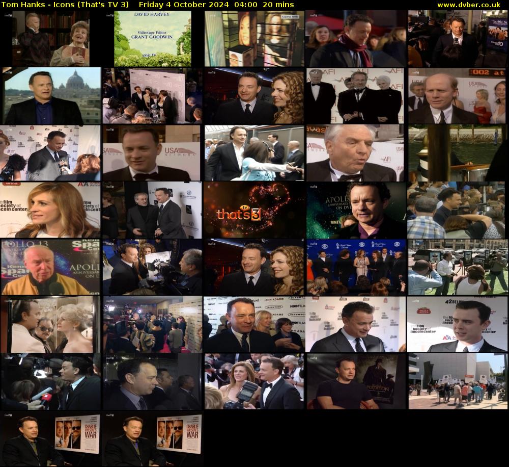 Tom Hanks - Icons (That's TV 3) Friday 4 October 2024 04:00 - 04:20