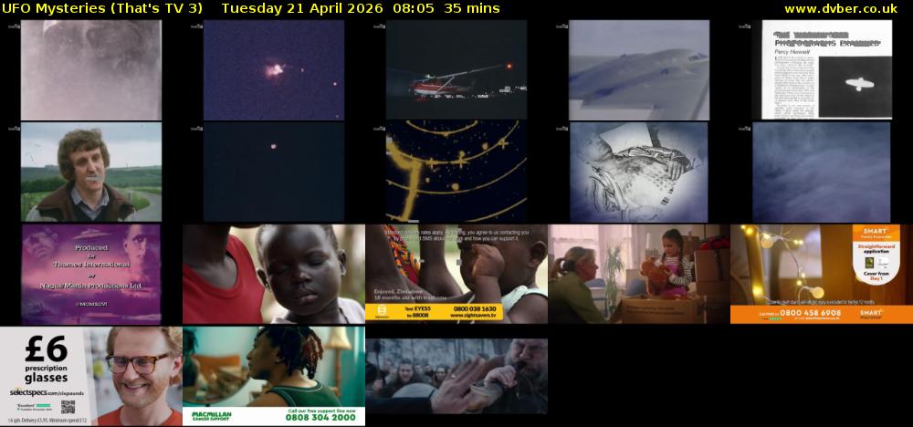 UFO Mysteries (That's TV 3) Tuesday 21 April 2026 08:05 - 08:40