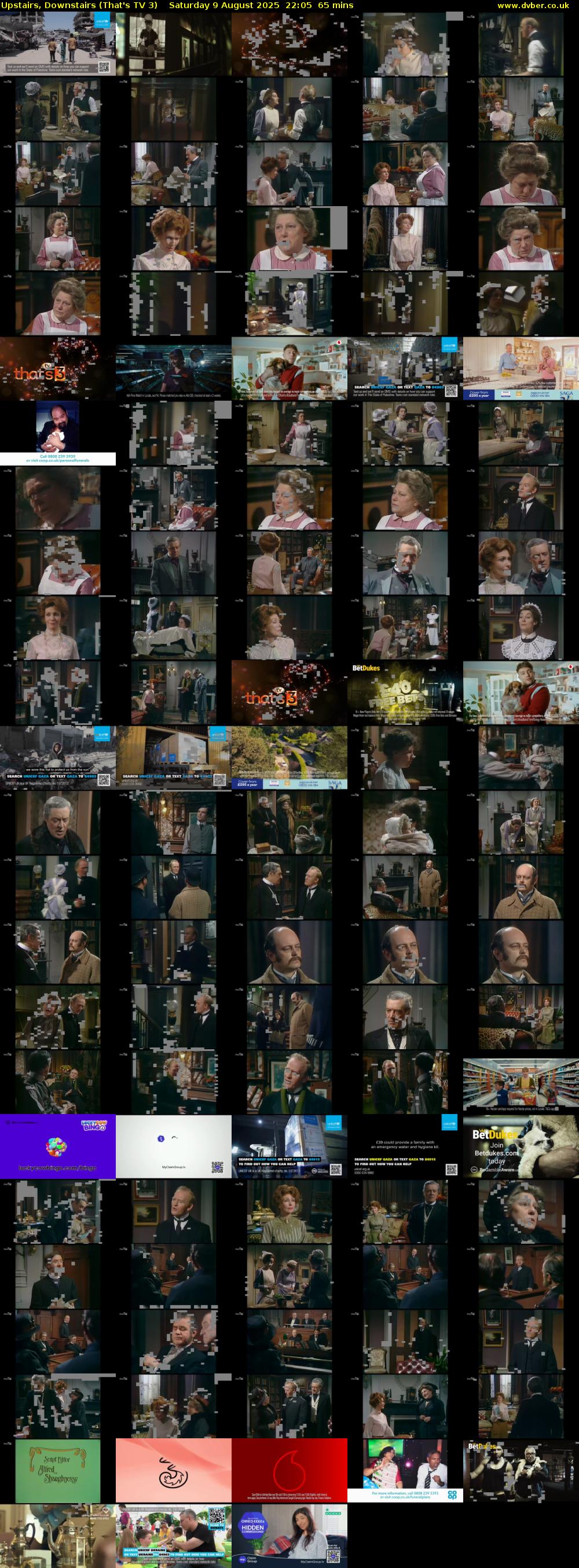 Upstairs, Downstairs (That's TV 3) Saturday 9 August 2025 22:05 - 23:10