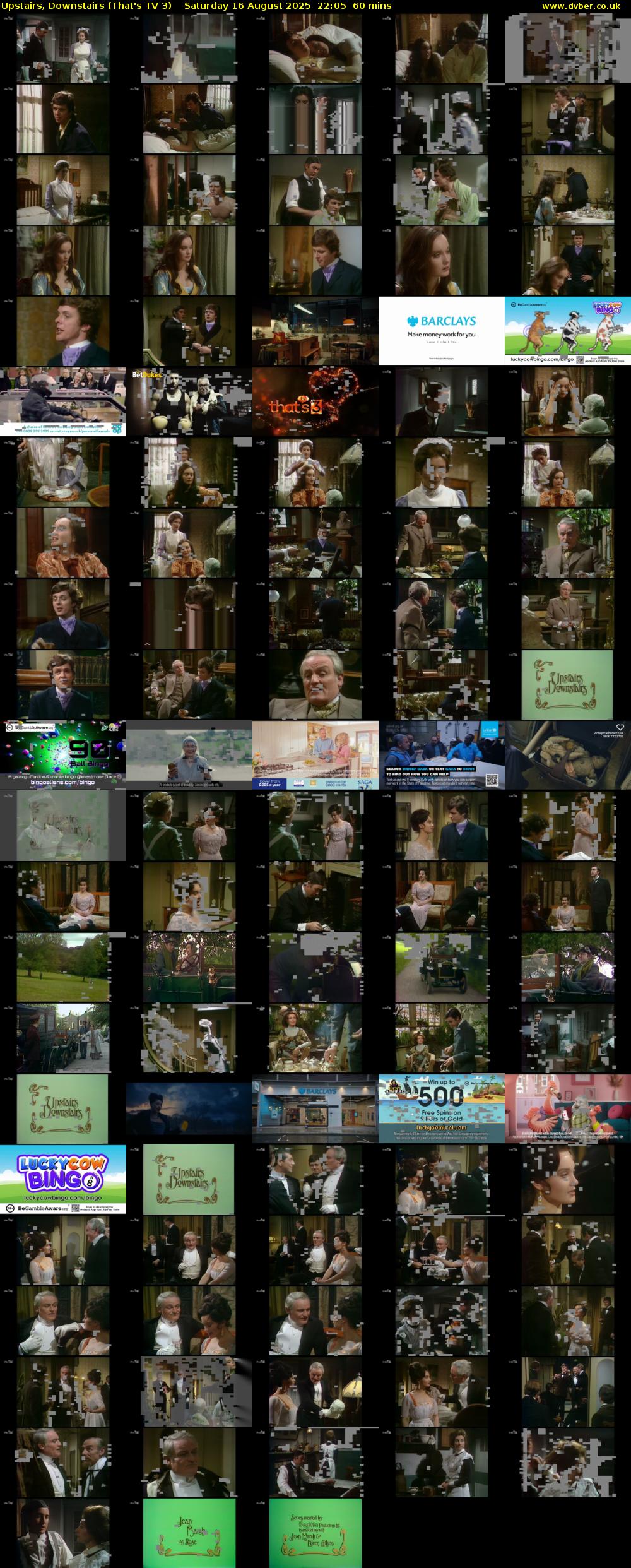 Upstairs, Downstairs (That's TV 3) Saturday 16 August 2025 22:05 - 23:05