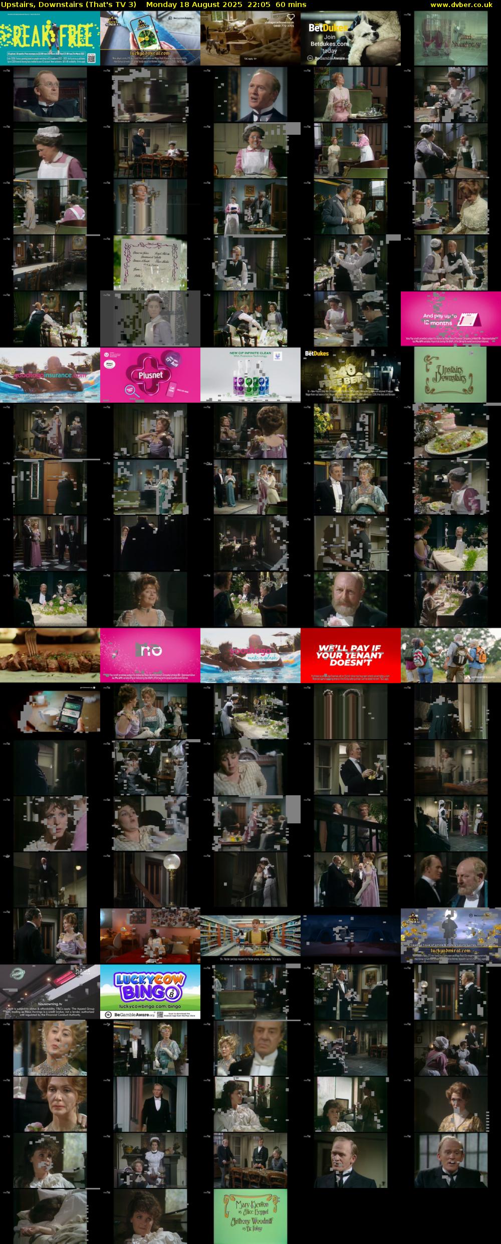Upstairs, Downstairs (That's TV 3) Monday 18 August 2025 22:05 - 23:05