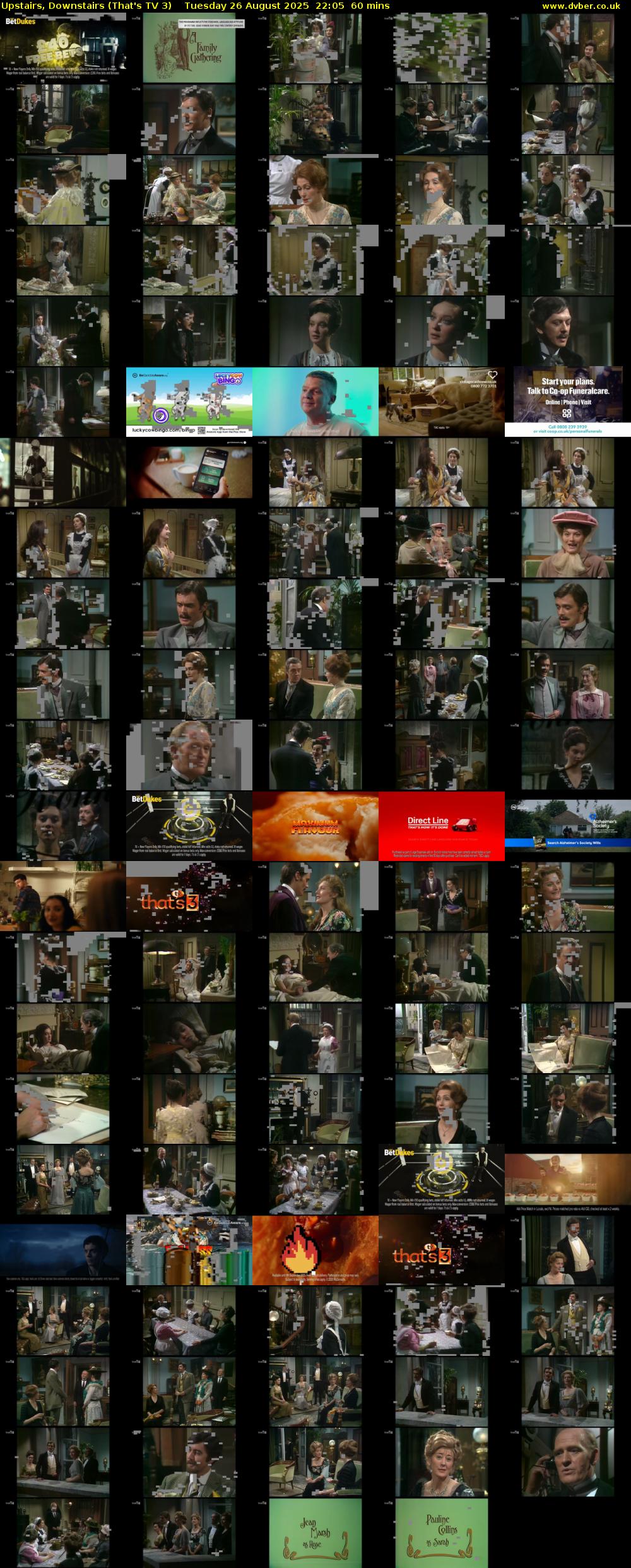 Upstairs, Downstairs (That's TV 3) Tuesday 26 August 2025 22:05 - 23:05