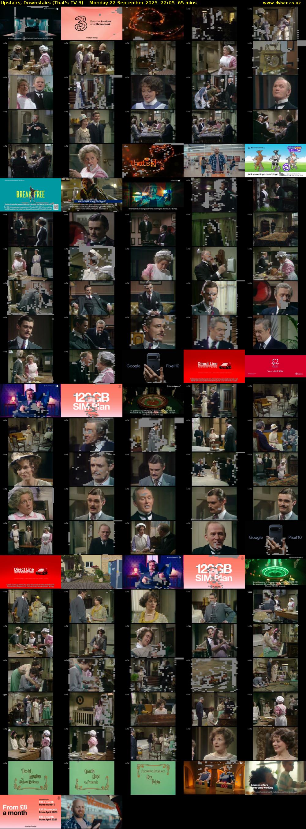 Upstairs, Downstairs (That's TV 3) Monday 22 September 2025 22:05 - 23:10