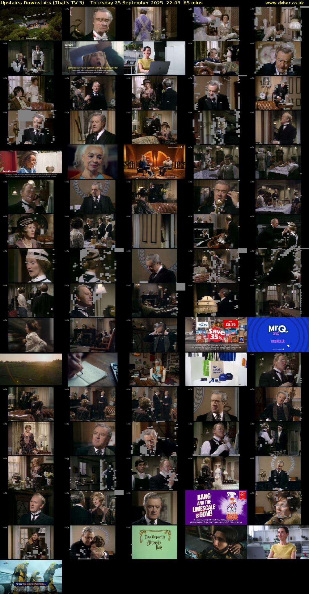 Upstairs, Downstairs (That's TV 3) Thursday 25 September 2025 22:05 - 23:10
