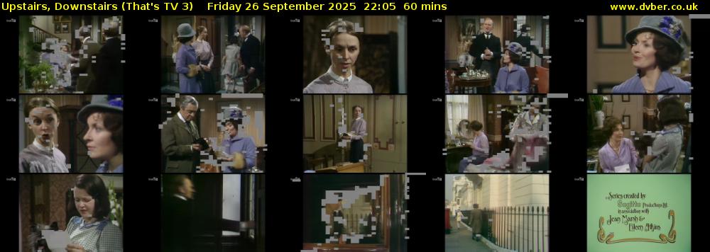 Upstairs, Downstairs (That's TV 3) Friday 26 September 2025 22:05 - 23:05