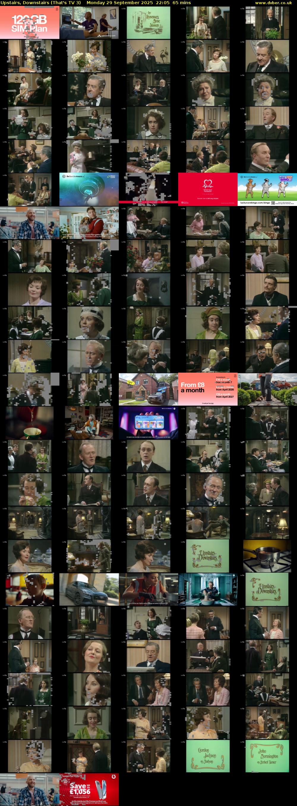 Upstairs, Downstairs (That's TV 3) Monday 29 September 2025 22:05 - 23:10