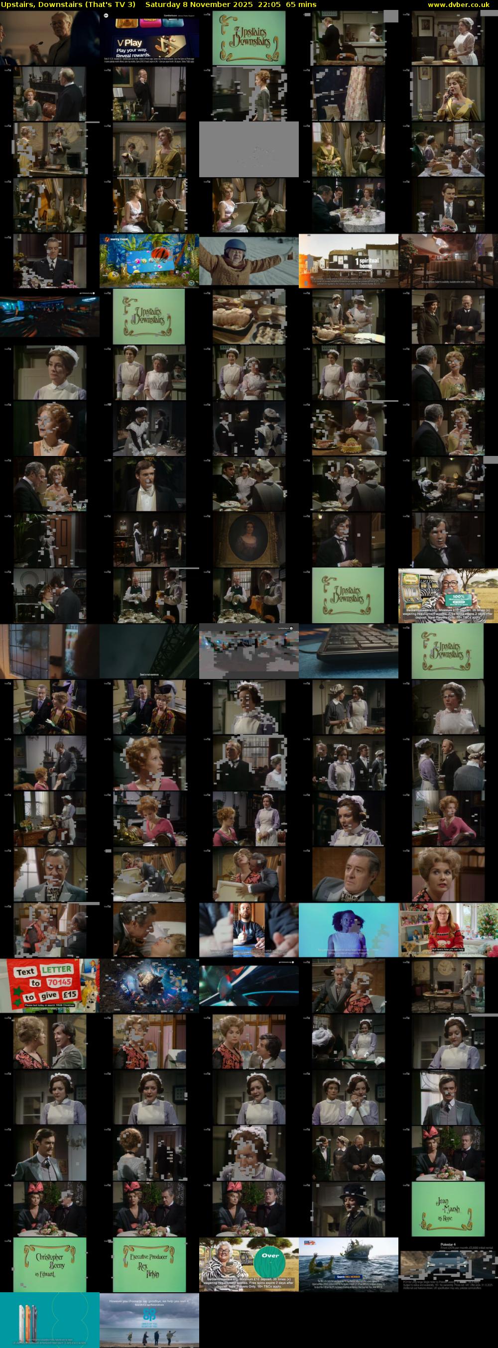 Upstairs, Downstairs (That's TV 3) Saturday 8 November 2025 22:05 - 23:10