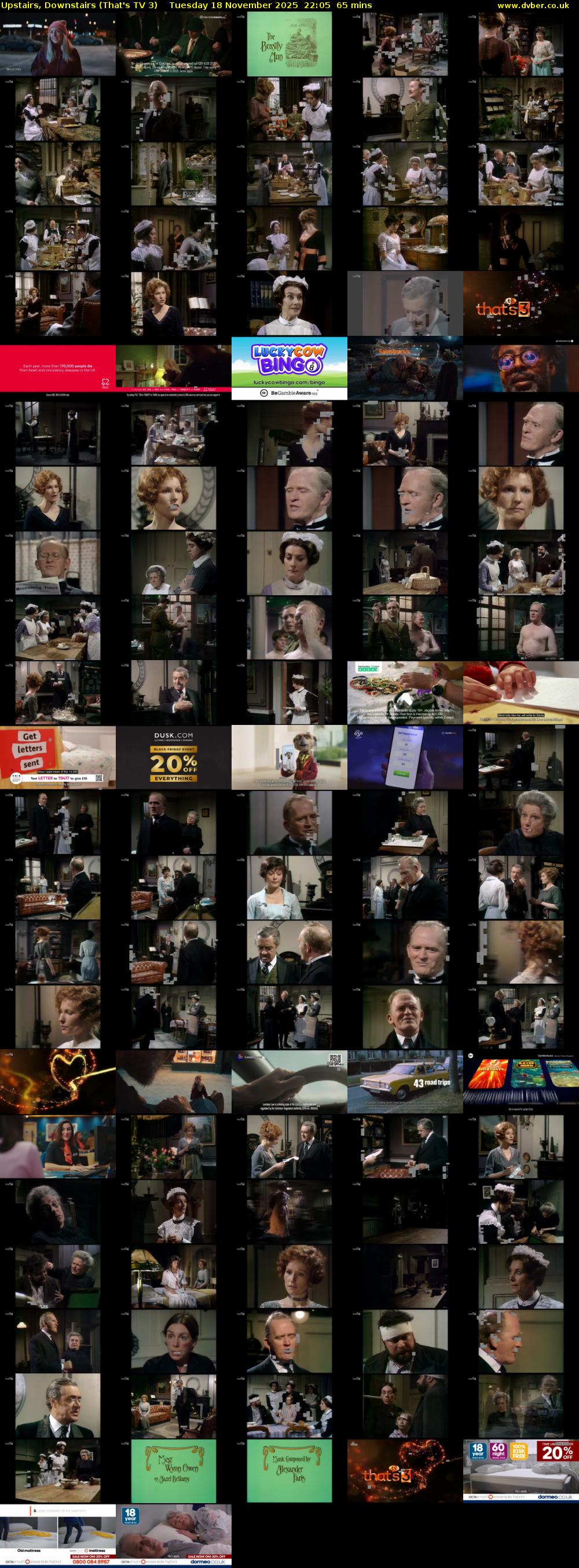 Upstairs, Downstairs (That's TV 3) Tuesday 18 November 2025 22:05 - 23:10