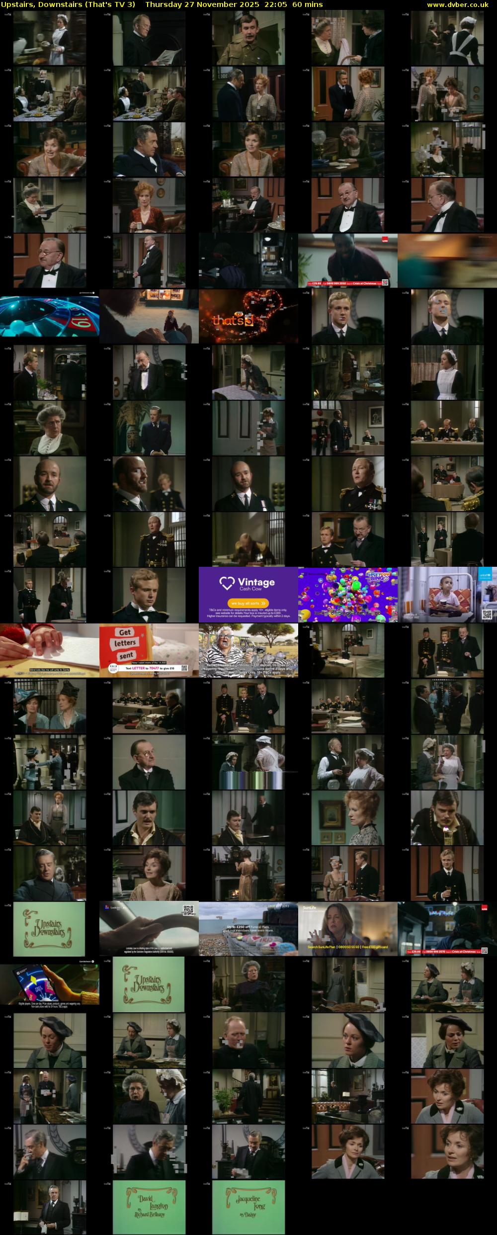 Upstairs, Downstairs (That's TV 3) Thursday 27 November 2025 22:05 - 23:05