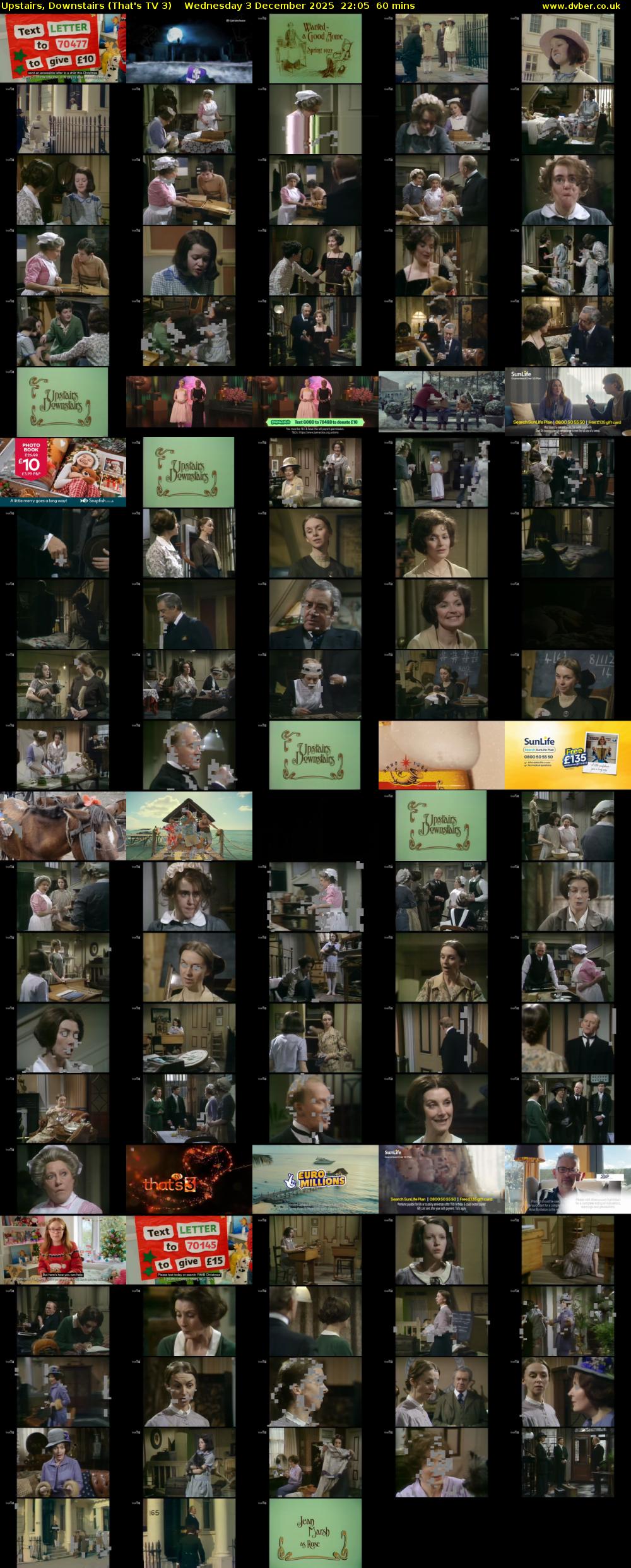 Upstairs, Downstairs (That's TV 3) Wednesday 3 December 2025 22:05 - 23:05