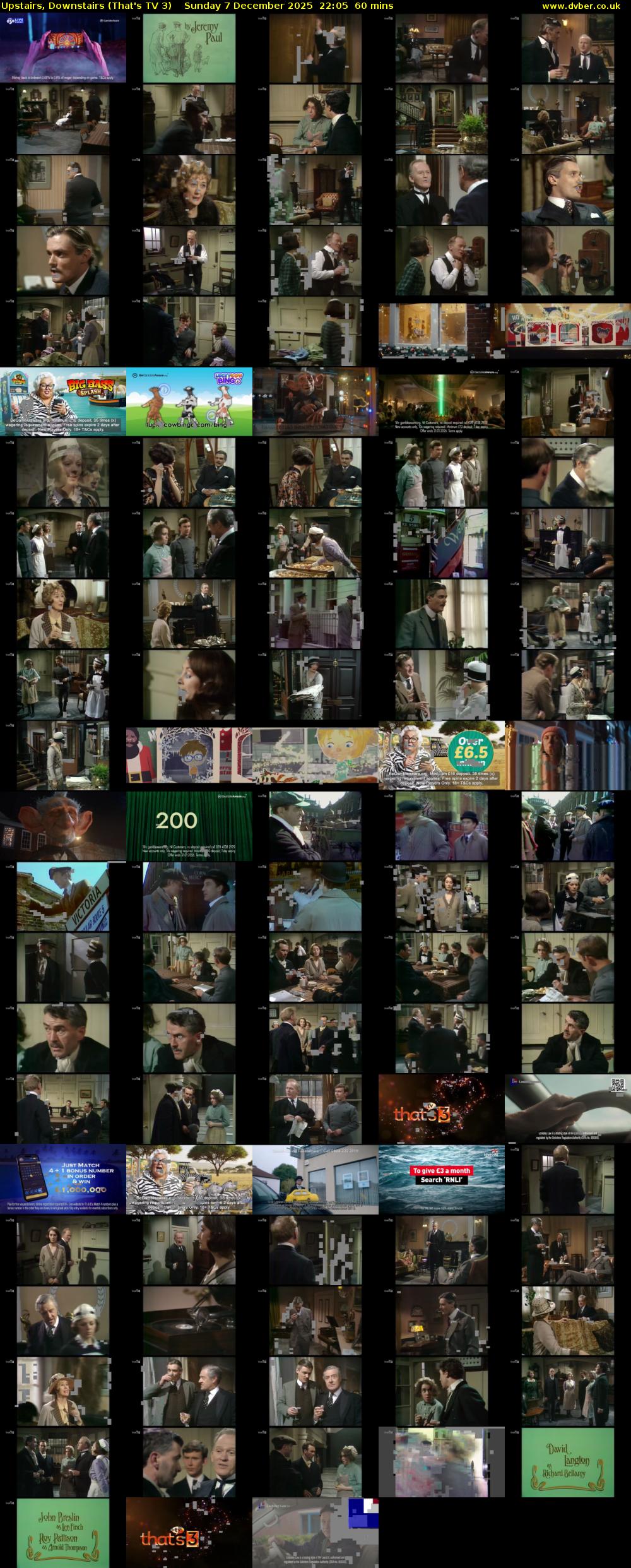 Upstairs, Downstairs (That's TV 3) Sunday 7 December 2025 22:05 - 23:05