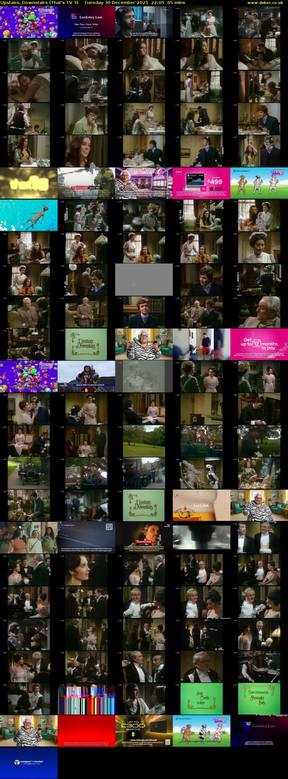 Upstairs, Downstairs (That's TV 3) Tuesday 30 December 2025 22:05 - 23:10