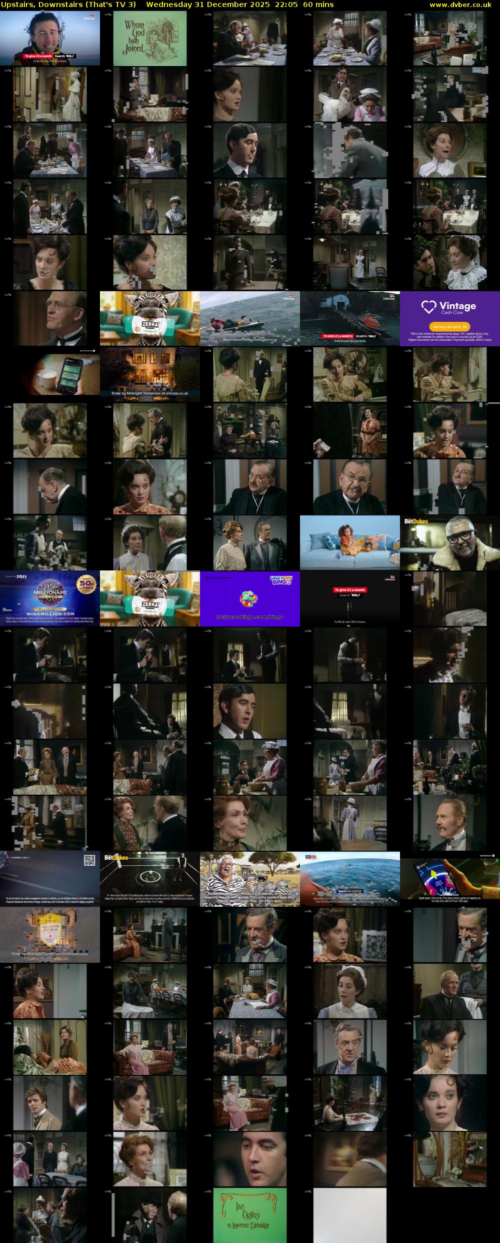 Upstairs, Downstairs (That's TV 3) Wednesday 31 December 2025 22:05 - 23:05