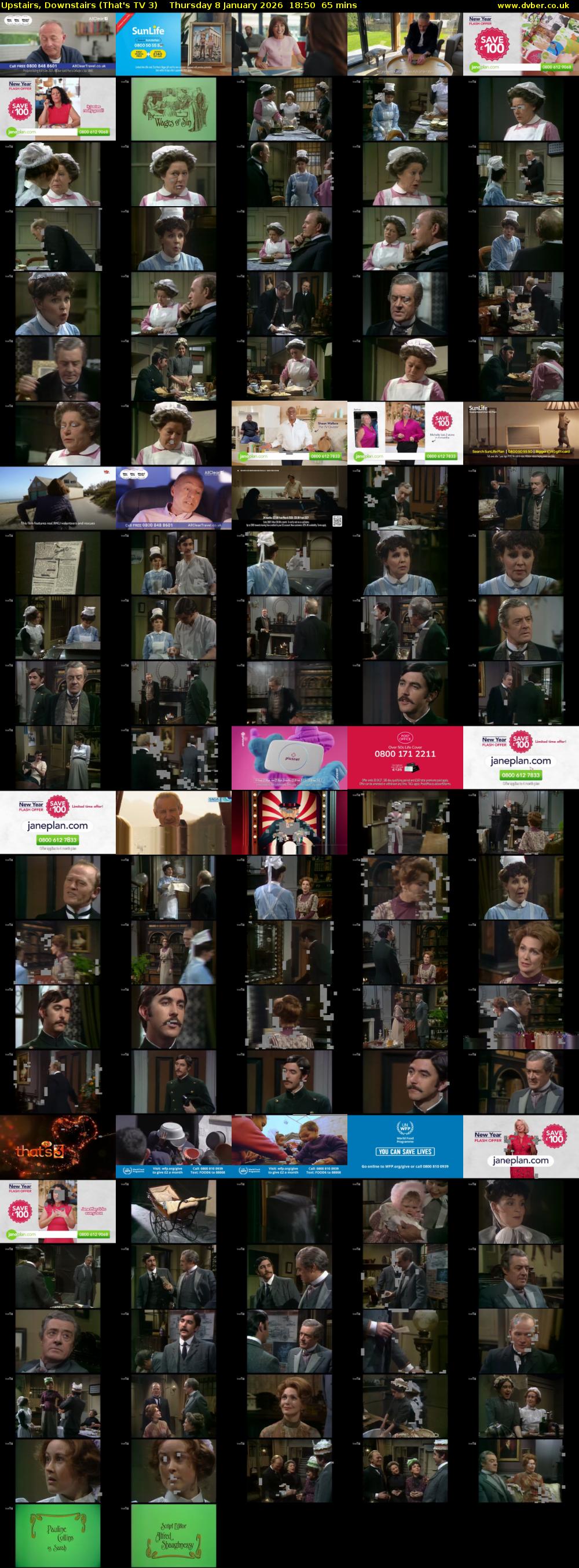 Upstairs, Downstairs (That's TV 3) Thursday 8 January 2026 18:50 - 19:55