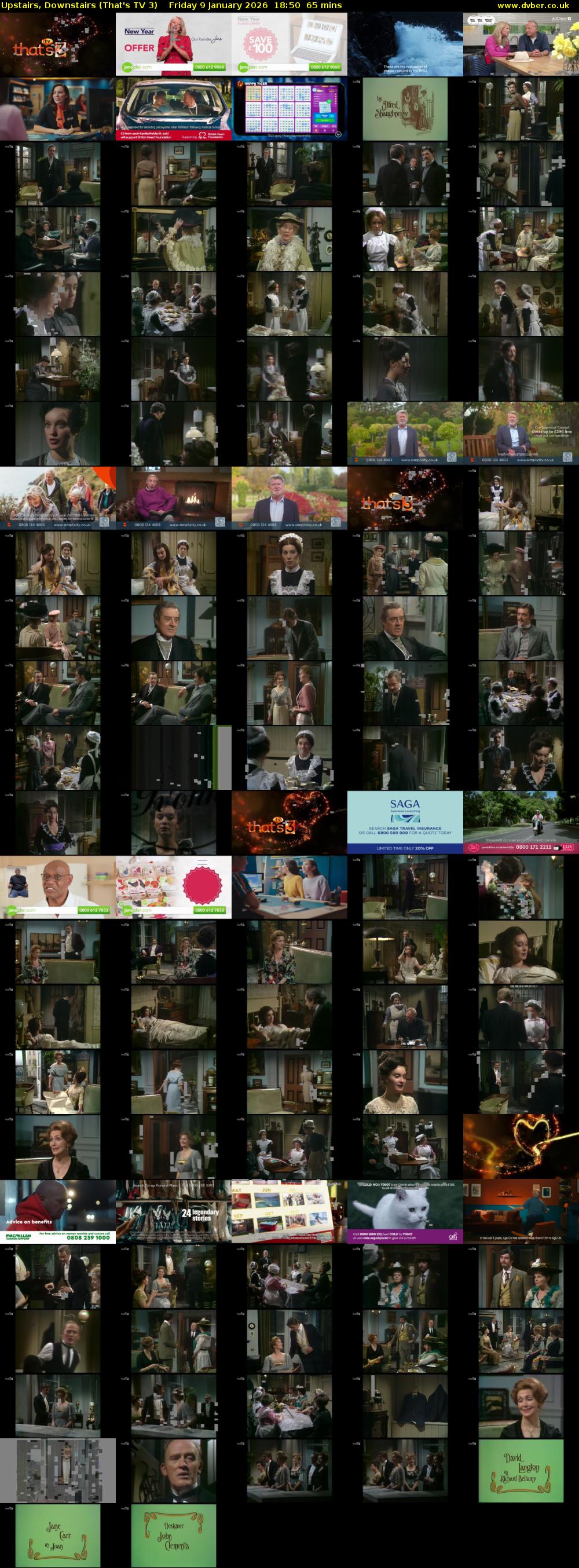 Upstairs, Downstairs (That's TV 3) Friday 9 January 2026 18:50 - 19:55