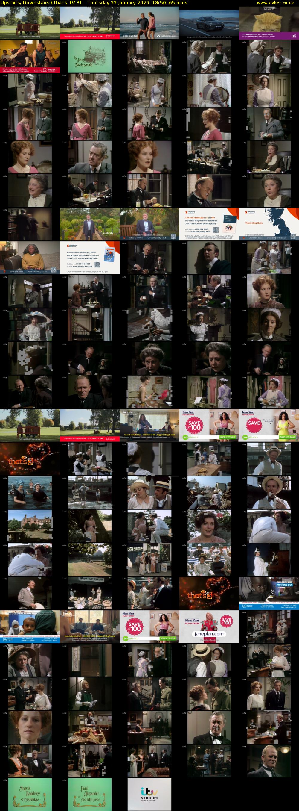 Upstairs, Downstairs (That's TV 3) Thursday 22 January 2026 18:50 - 19:55