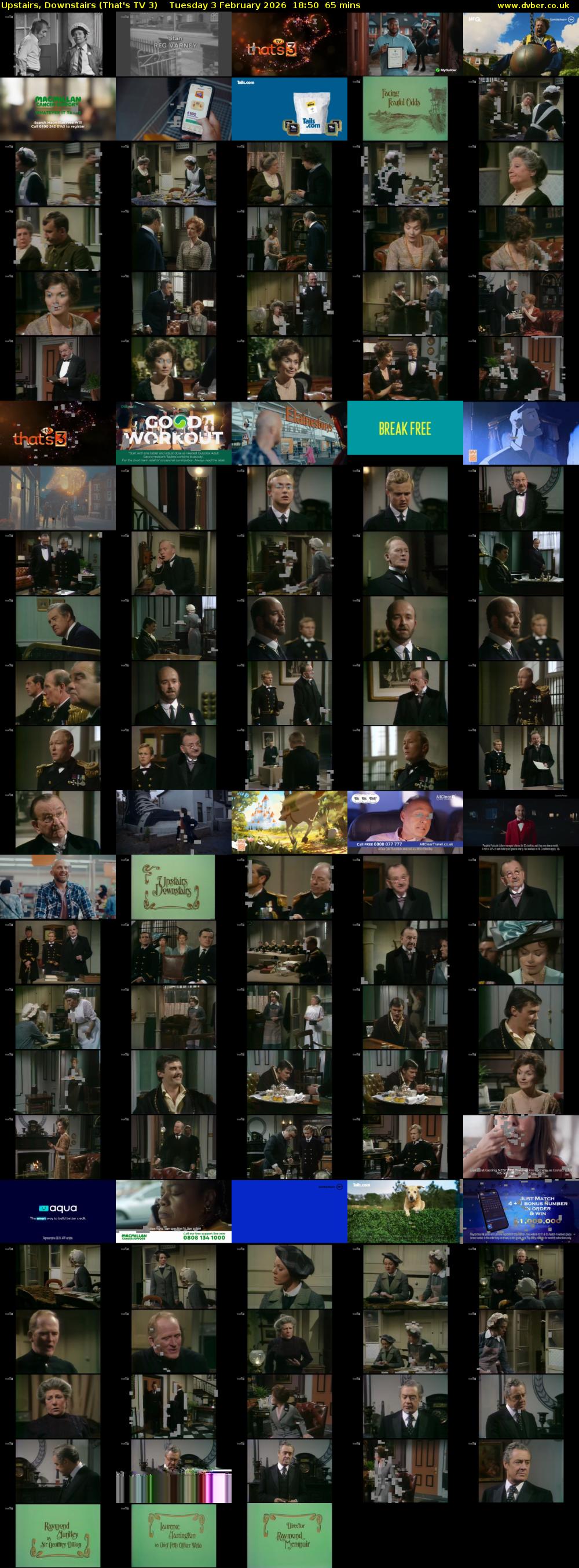 Upstairs, Downstairs (That's TV 3) Tuesday 3 February 2026 18:50 - 19:55