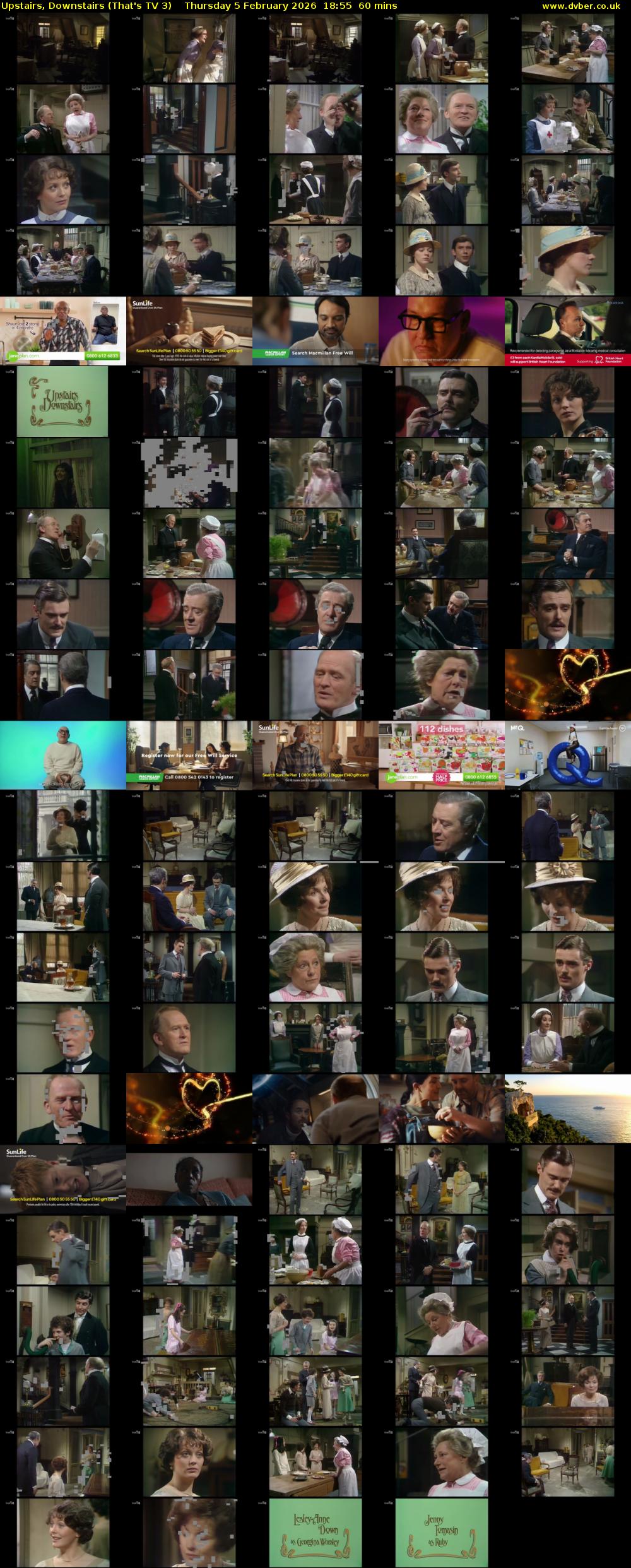 Upstairs, Downstairs (That's TV 3) Thursday 5 February 2026 18:55 - 19:55
