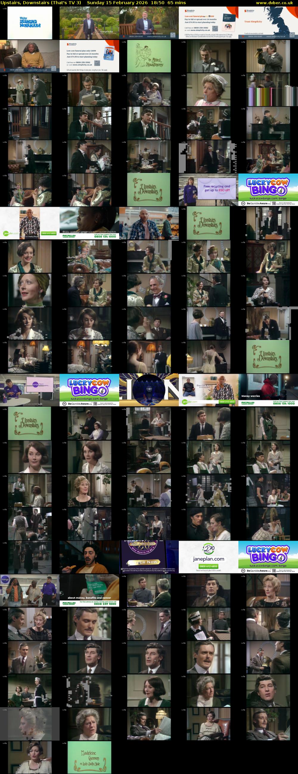 Upstairs, Downstairs (That's TV 3) Sunday 15 February 2026 18:50 - 19:55