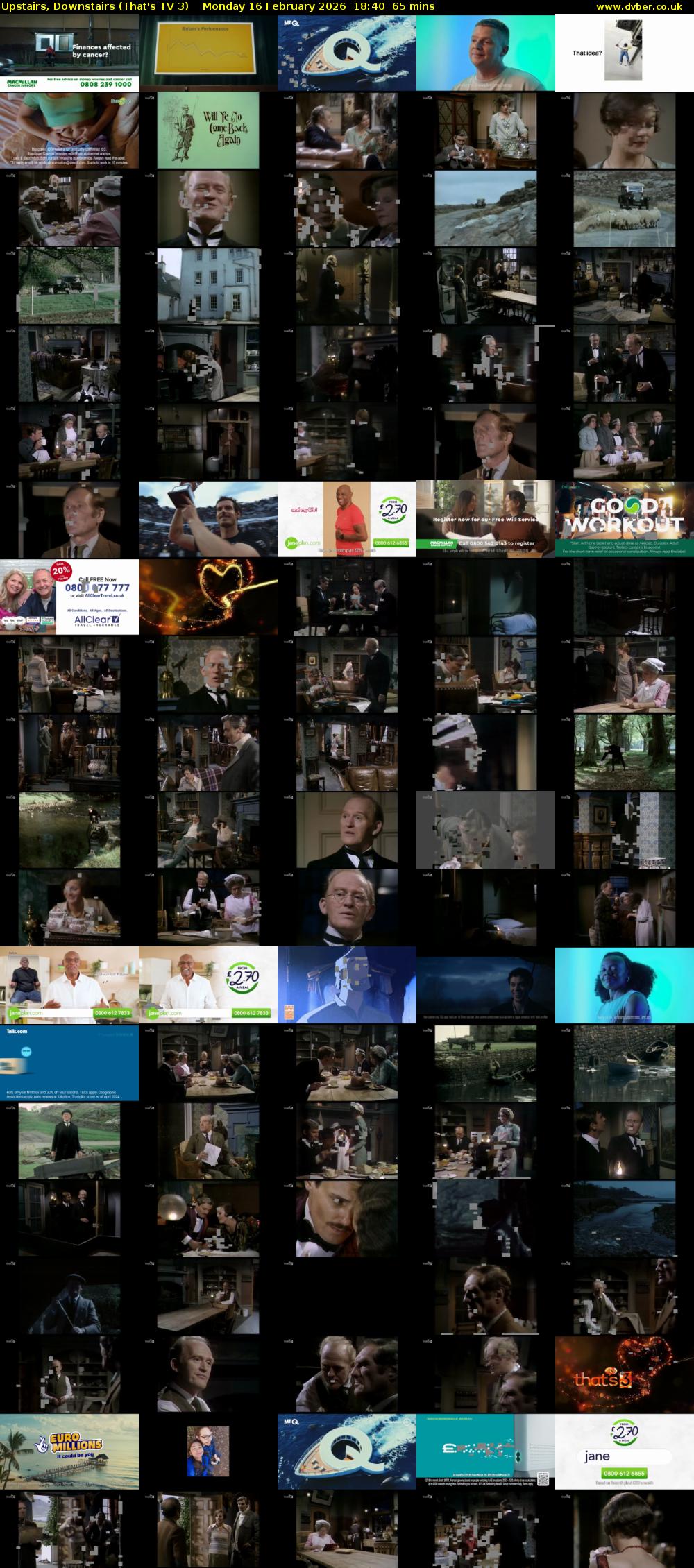 Upstairs, Downstairs (That's TV 3) Monday 16 February 2026 18:40 - 19:45