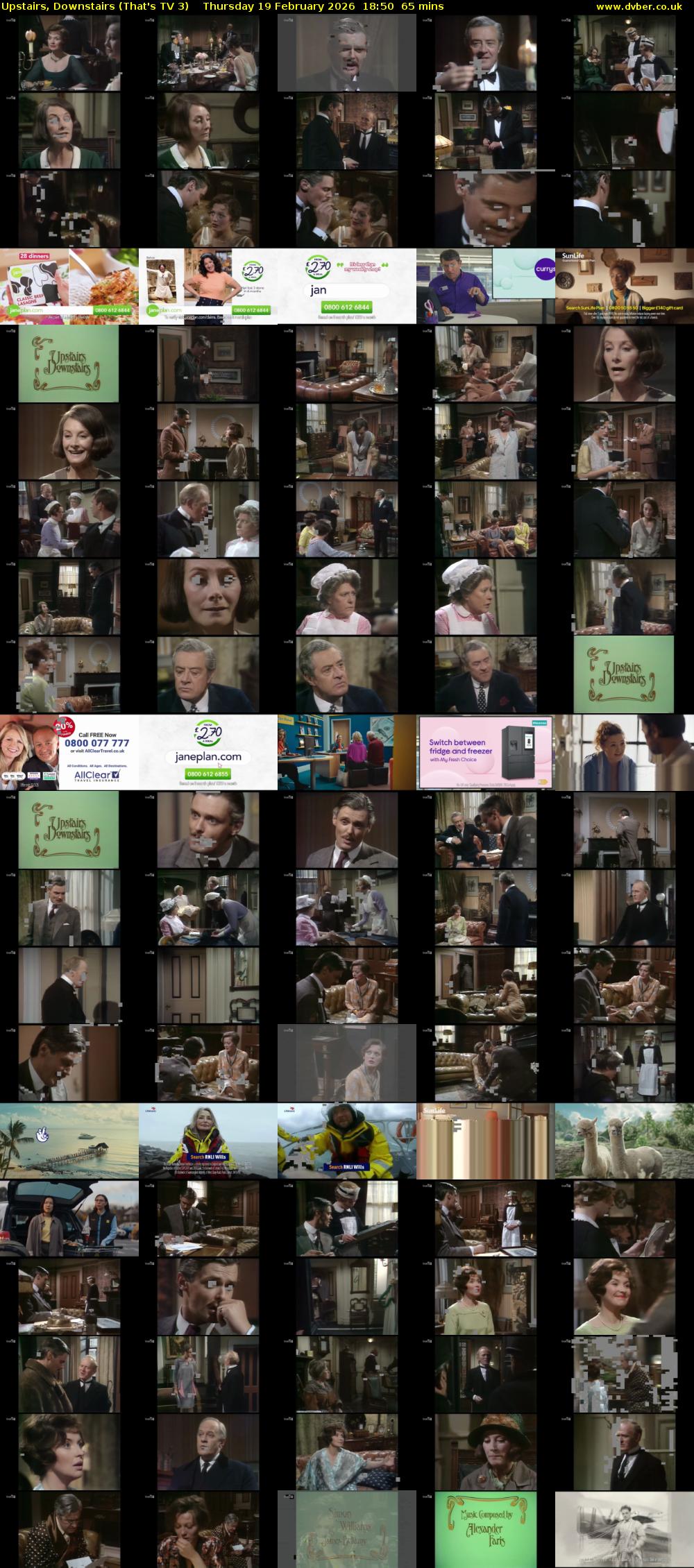 Upstairs, Downstairs (That's TV 3) Thursday 19 February 2026 18:50 - 19:55