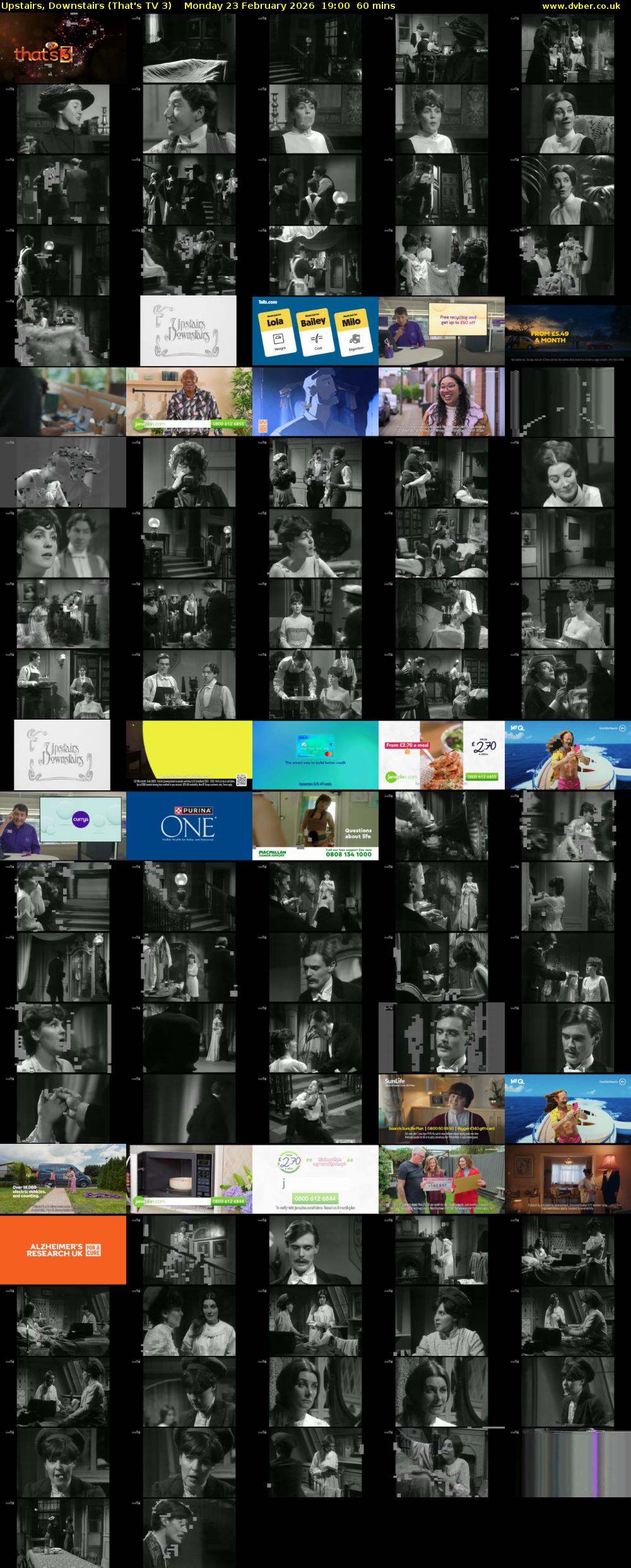 Upstairs, Downstairs (That's TV 3) Monday 23 February 2026 19:00 - 20:00