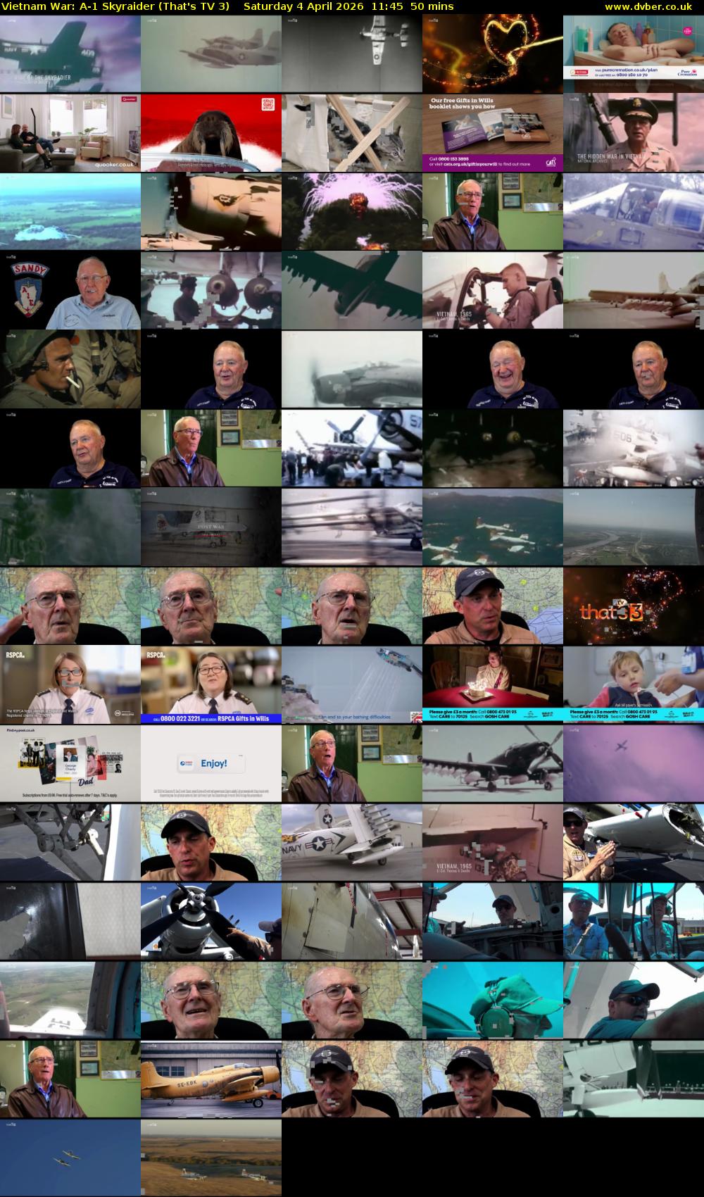 Vietnam War: A-1 Skyraider (That's TV 3) Saturday 4 April 2026 11:45 - 12:35