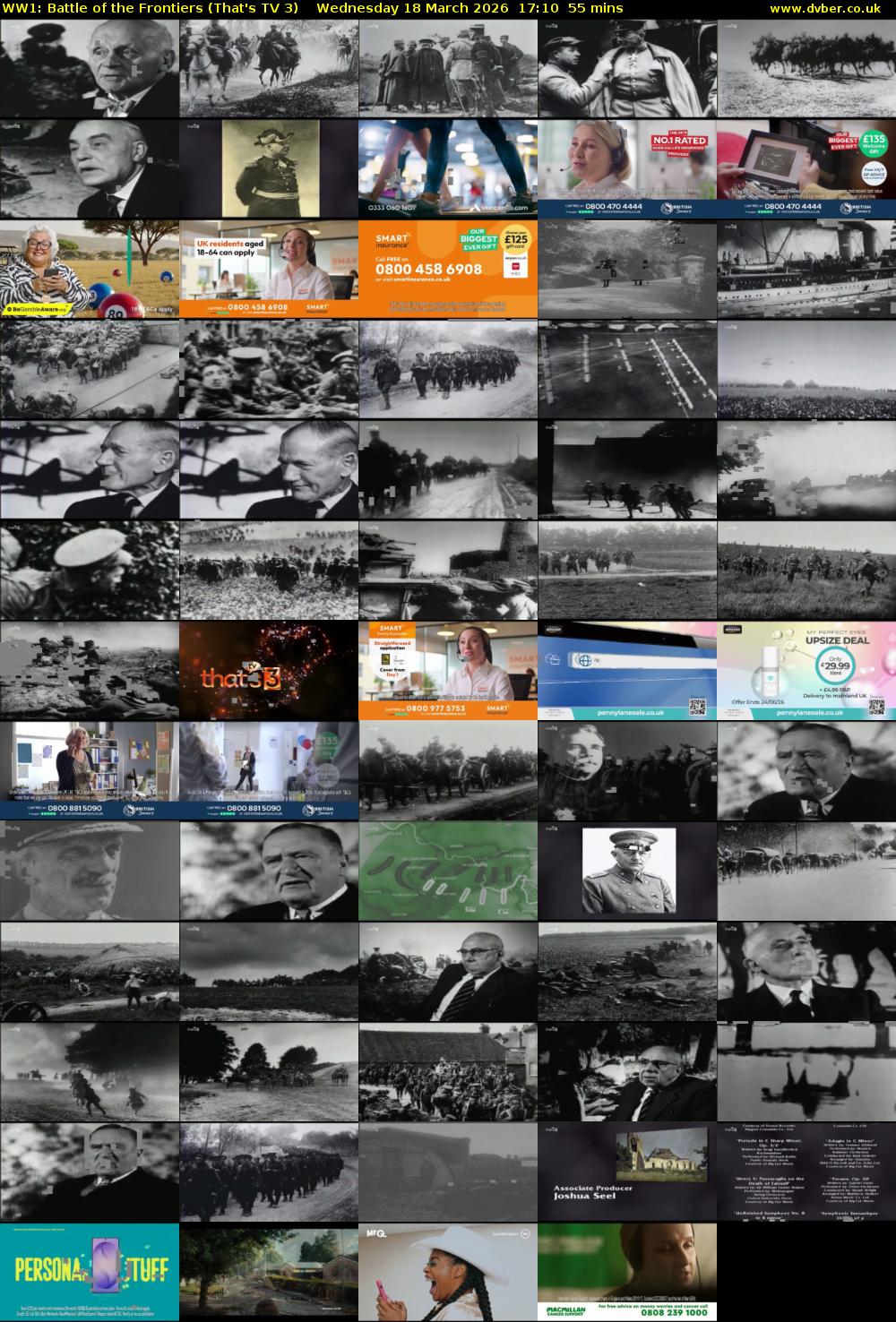 WW1: Battle of the Frontiers (That's TV 3) Wednesday 18 March 2026 17:10 - 18:05