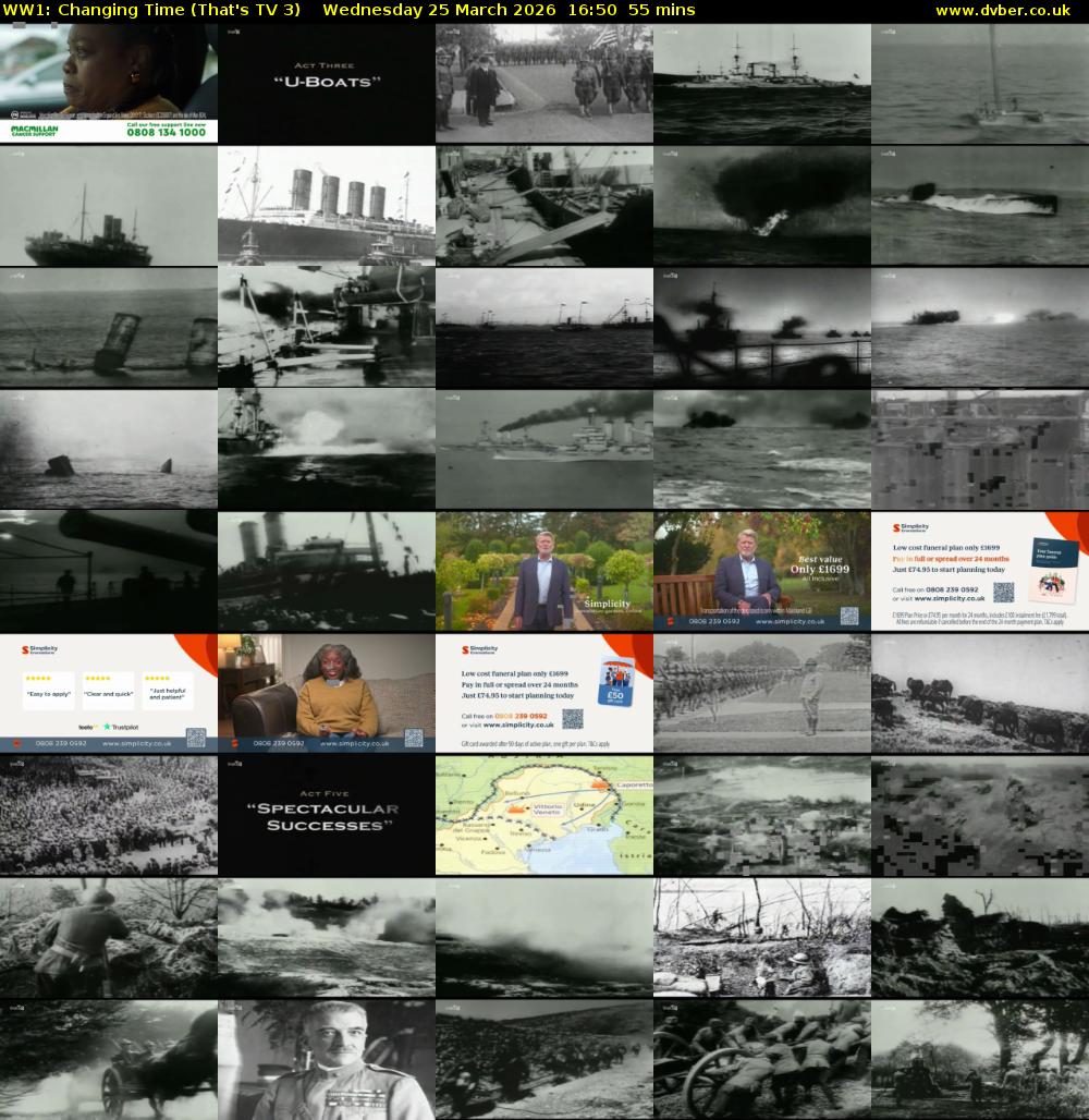 WW1: Changing Time (That's TV 3) Wednesday 25 March 2026 16:50 - 17:45