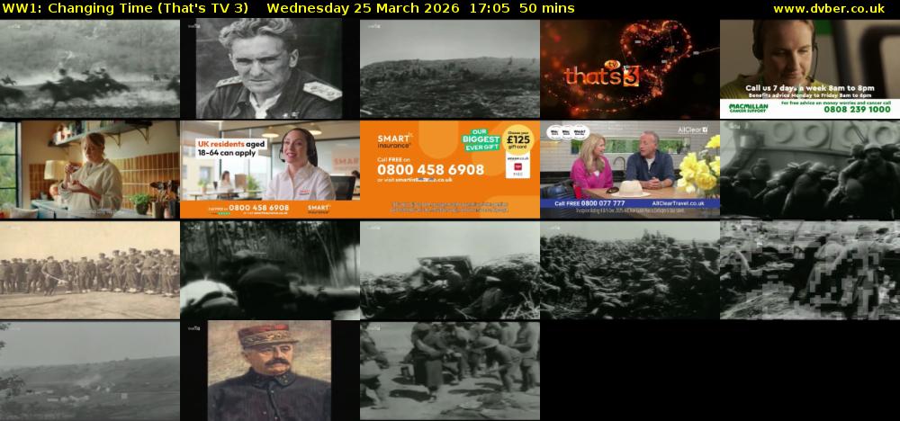 WW1: Changing Time (That's TV 3) Wednesday 25 March 2026 17:05 - 17:55