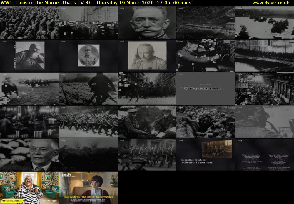 WW1: Taxis of the Marne (That's TV 3) Thursday 19 March 2026 17:05 - 18:05