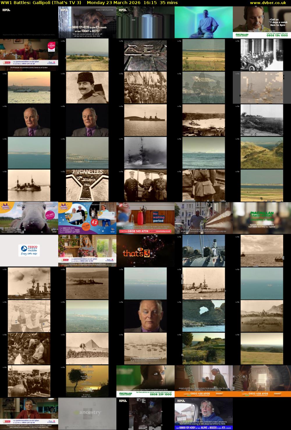 WW1 Battles: Gallipoli (That's TV 3) Monday 23 March 2026 16:15 - 16:50